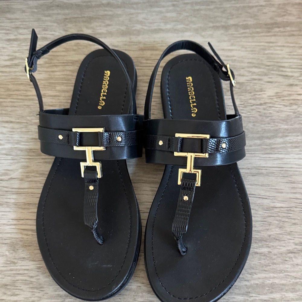MARELLA Black and Gold Sandals